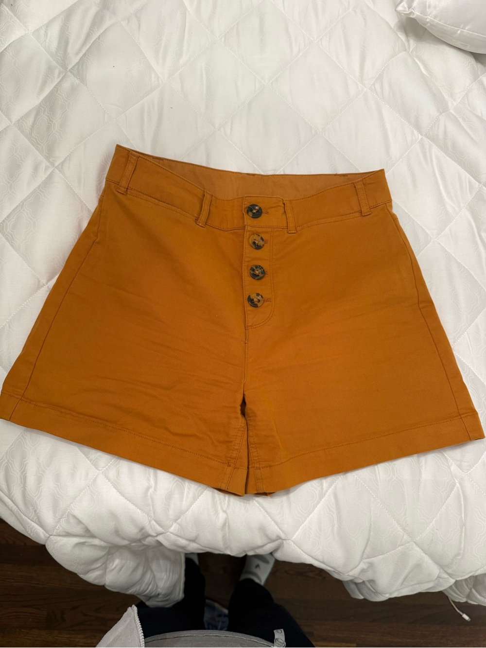 Old Navy High-Waist Button-Front Shorts in Rust